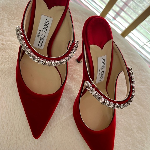 Red Velvet Jimmy Choo Heels - Picture 2 of 2
